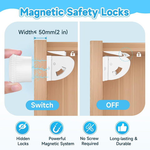 10 Pack Magnetic Cabinet Locks for Child Safety, Drawer Locks Baby Proofing
