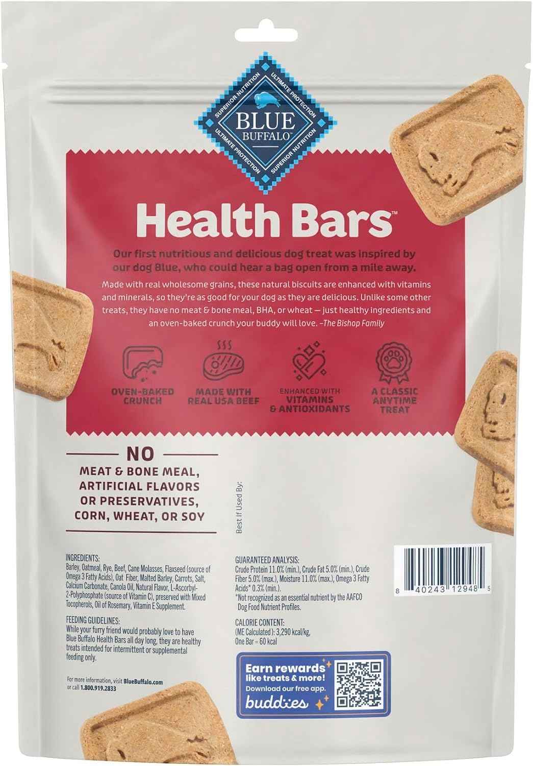 Blue Buffalo Health Bars Beef Dog Biscuits, 16 oz