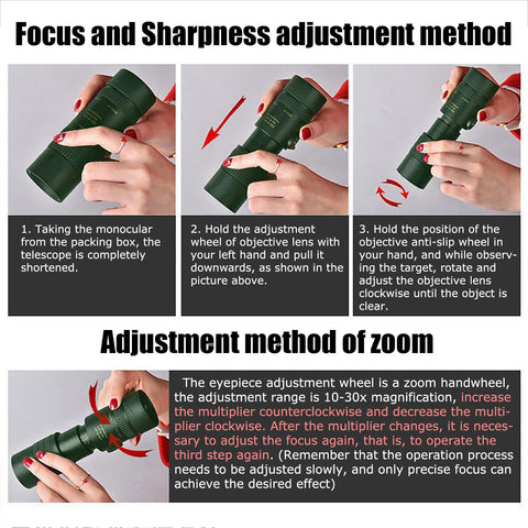 30x40 Monoculars for Adults High Powered, Compact Monocular Telescope for Smartphone, Mini Pocket Handheld Monocular with Flexible Tripod for Hunting, Star Gazing, Bird Watching, Travel