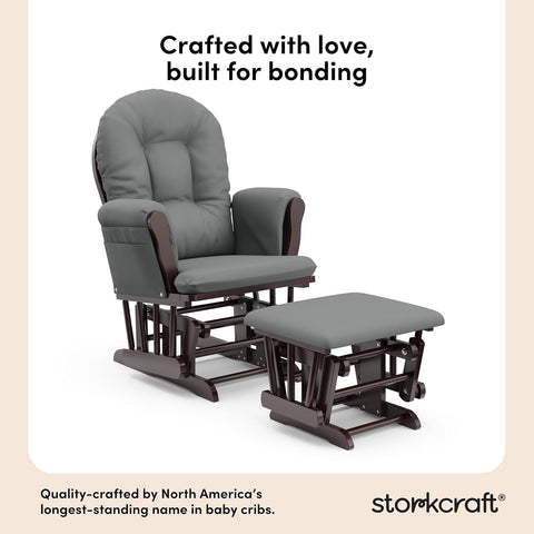 Storkcraft Premium Hoop Glider & Ottoman, Espresso/Gray