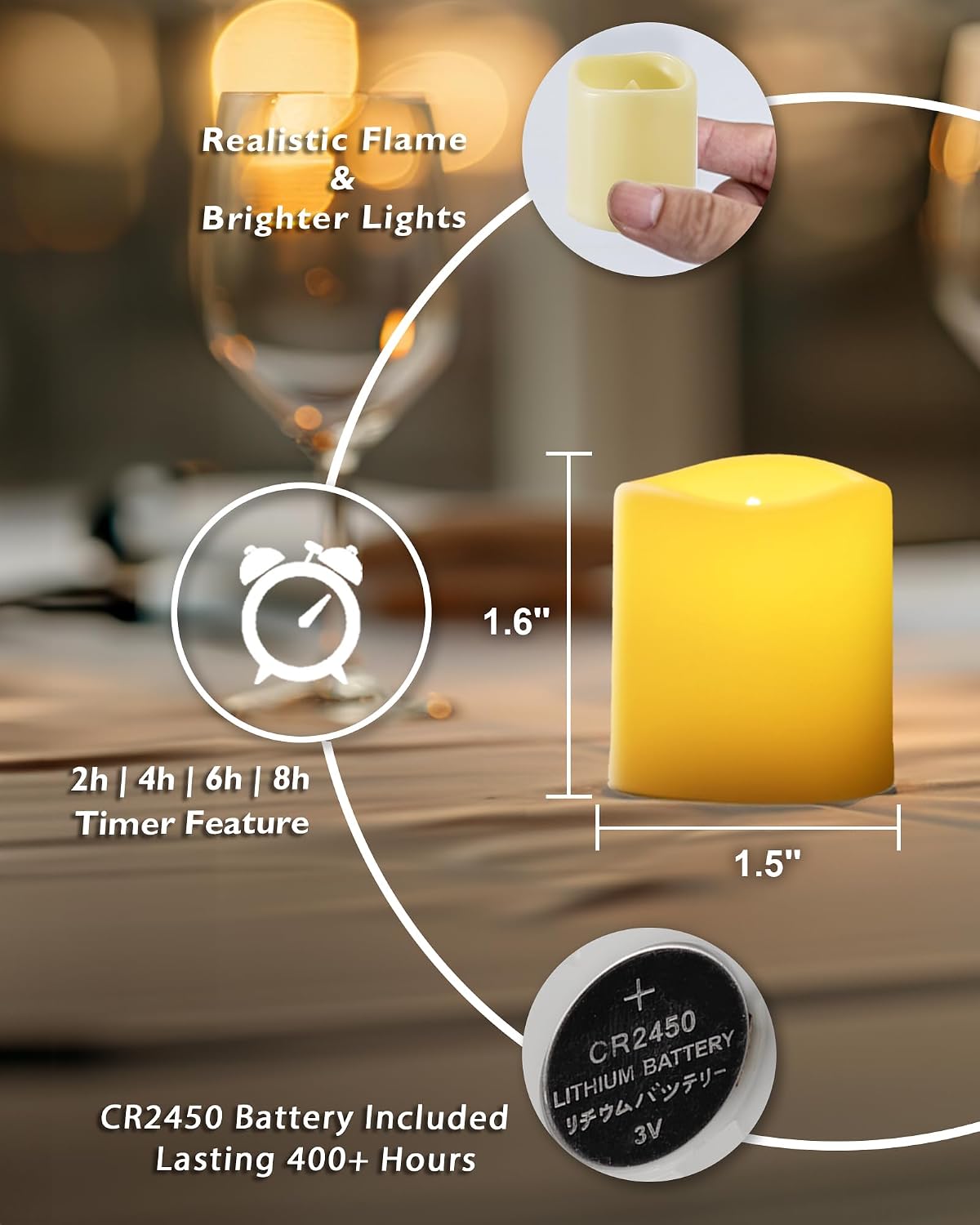 Homemory 12 Pack Flameless LED Votive Tealight Candles with Timer Remote