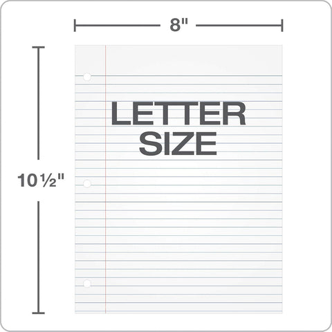 Oxford Filler Paper, 8 x 10-1/2 Inch Wide Ruled Paper, 3 Hole Punch, Loose Leaf Notebook Paper for 3 Ring Binders, 500 sheets (62330), white