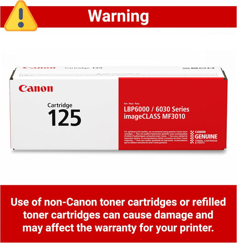 Canon Genuine 125 Black Toner Cartridge Compatible with MF3010, MF3010 VP, LBP6000, LBP6030w