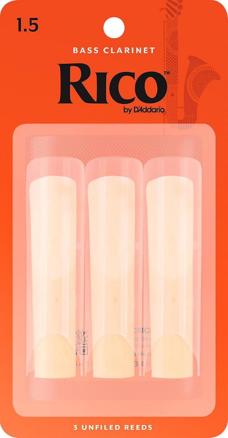 D’Addario Woodwinds - Rico Bass Clarinet Reeds - REA0315 - Strength 1.5, 3-Pack
