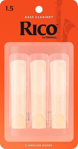 D’Addario Woodwinds - Rico Bass Clarinet Reeds - REA0315 - Strength 1.5, 3-Pack