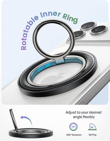 Lamicall Magnetic Phone Ring Grip Holder for MagSafe, Crystal Clear Black