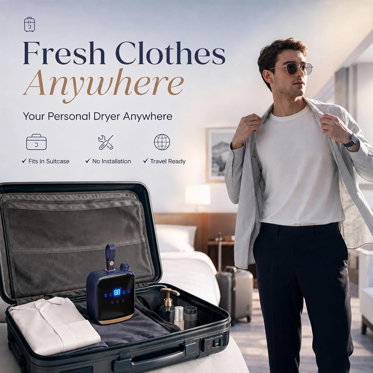 Portable Clothes Dryer, Compact Mini Electric Travel Dryer