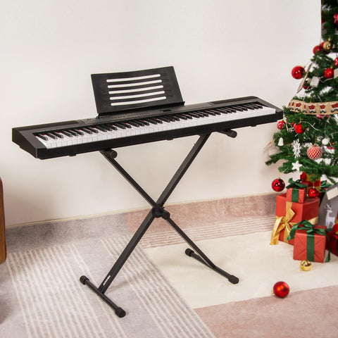 AODSK Single-X Keyboard Stand Adjustable Width & Height,Piano Stand with Locking Straps & Quick Release Mechanism-Adjust height in one second