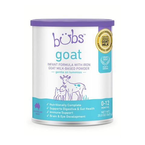 Bubs Whole Goat Milk Infant Formula for 0-12 Months, Non-GMO Milk, 20 oz