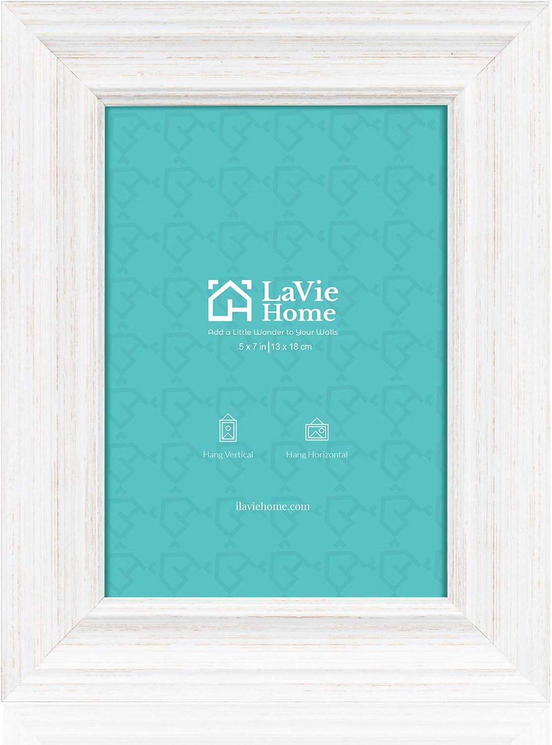 LaVie Home 5x7 Picture Frames (1 Pack, Distressed White) Rustic Photo Frame Set with High Definition Glass for Wall Mount & Table Top Display
