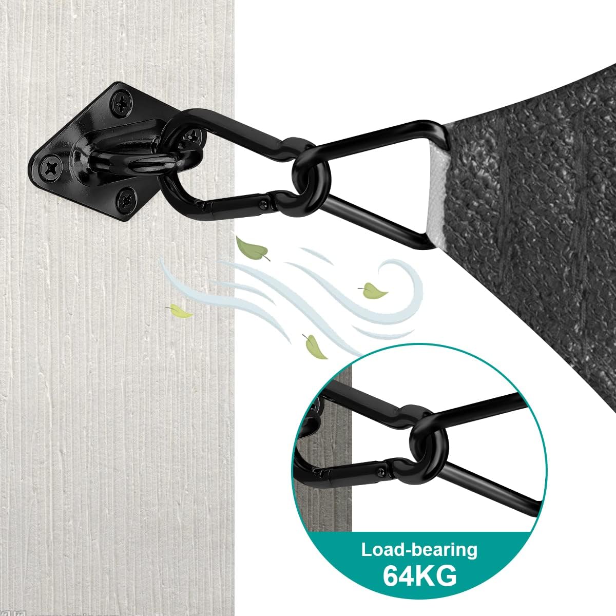 HYASIA Sun Shade Sail Hardware Kit 6 Inch for Rectangle & Triangle Shade Sail Install, Stainless Steel ShadeSail Fixing Accessories for Outdoor Patio Canopy Garden, Heavy Duty Awning Attachment 40 Set