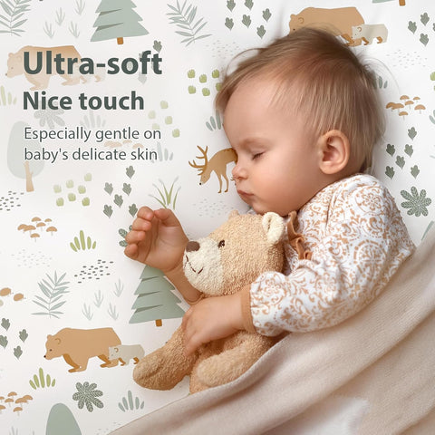Baby Crib Sheets for Boys, 3 Pack Fitted Crib Sheets Neutral 52”x28”