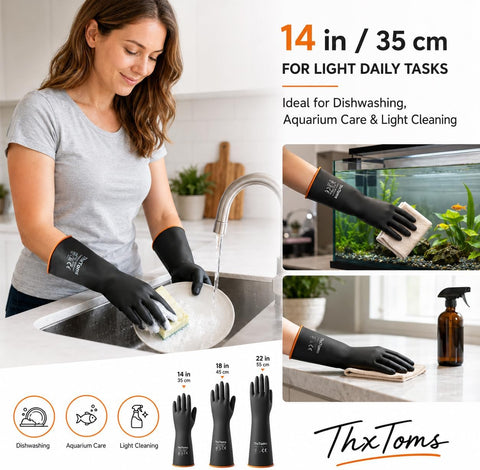ThxToms Chemical Resistant Gloves, 28 Mil Heavy Duty Latex, 22 Inch, 1 Pair
