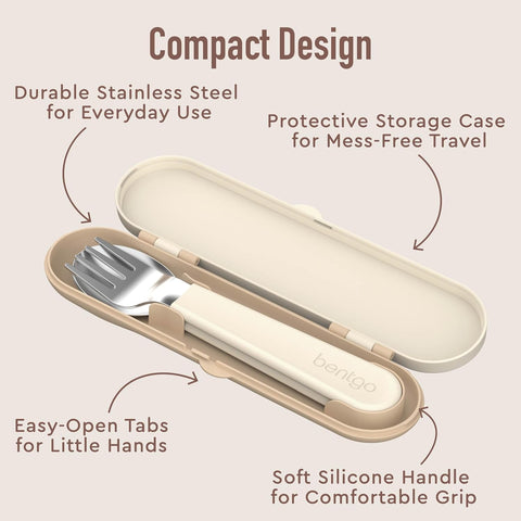 Bentgo Kids Stainless Steel Utensil Set - Reusable Fork, Spoon & Storage Case, PFAS- & BPA-Free, Easy-Grip Handles, Lightweight, Dishwasher Safe, School Lunch, Travel & Outdoors (NEW Cowgirl Dreams)