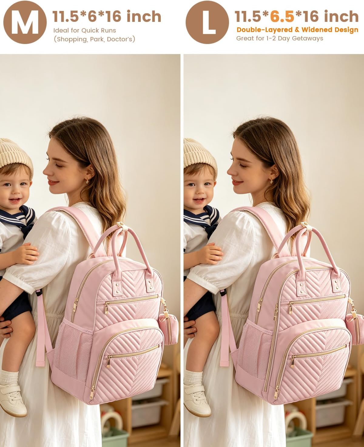 Pritent Diaper Bag Backpack, Baby Bag Backpack Baby Essentials for Mom Dad