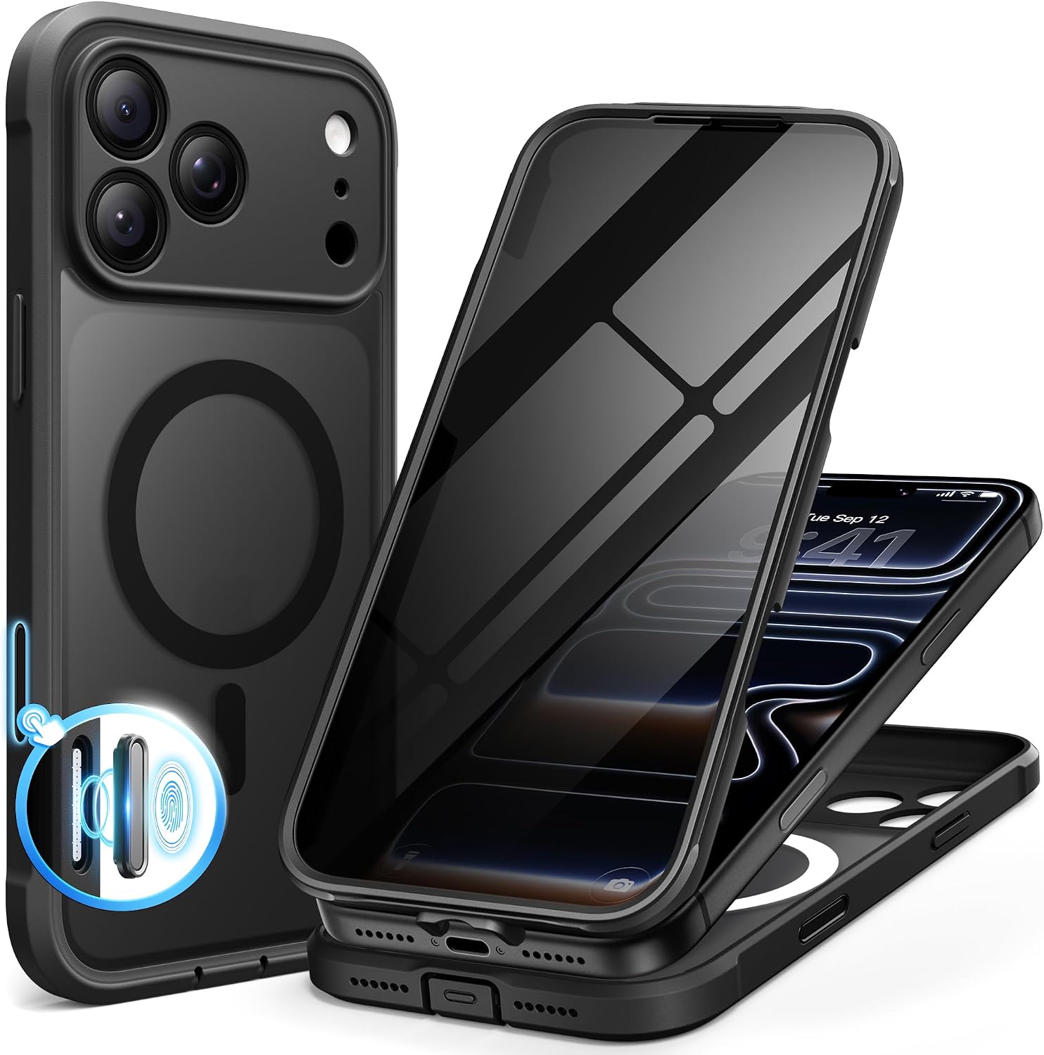 BERFY for iPhone 17 Pro Max Case, Compatible with Magsafe, Black