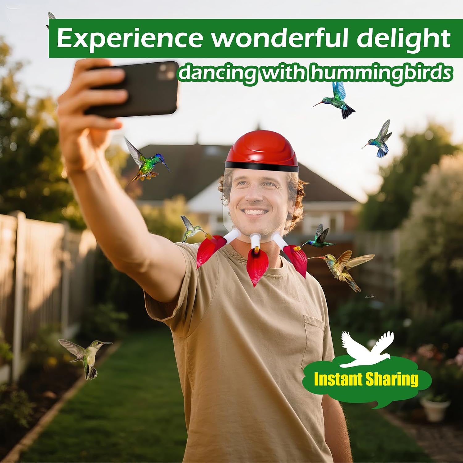 Hummingbird Feeder Hat, Wearable Hummingbird Feeder Helmet
