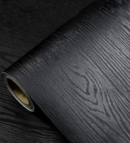 tiltil Black Wood Peel and Stick Wallpaper Wood Contact Paper 17.7" × 118"
