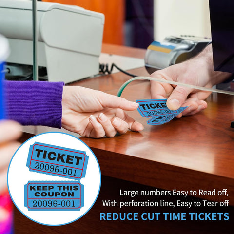 L LIKED Blue Raffle Tickets 2" x 2", Double Roll, 1000 Pairs/Roll