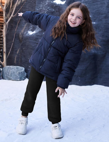 Flygo Girls Boys Fleece Joggers Sherpa Lined Winter Warm Sweatpants