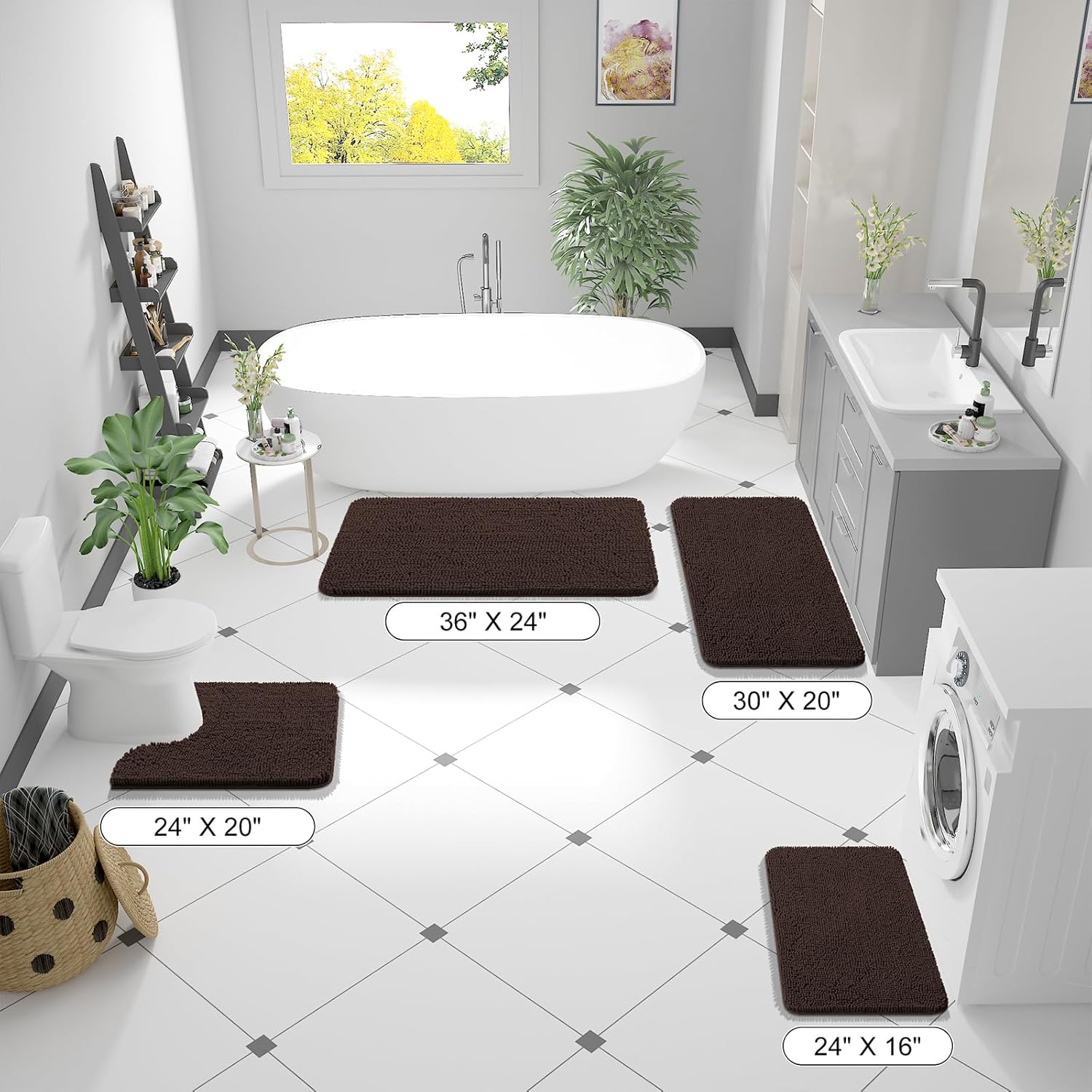 OLANLY Bathroom Rugs 36x24, Extra Soft Absorbent Chenille Bath Rugs