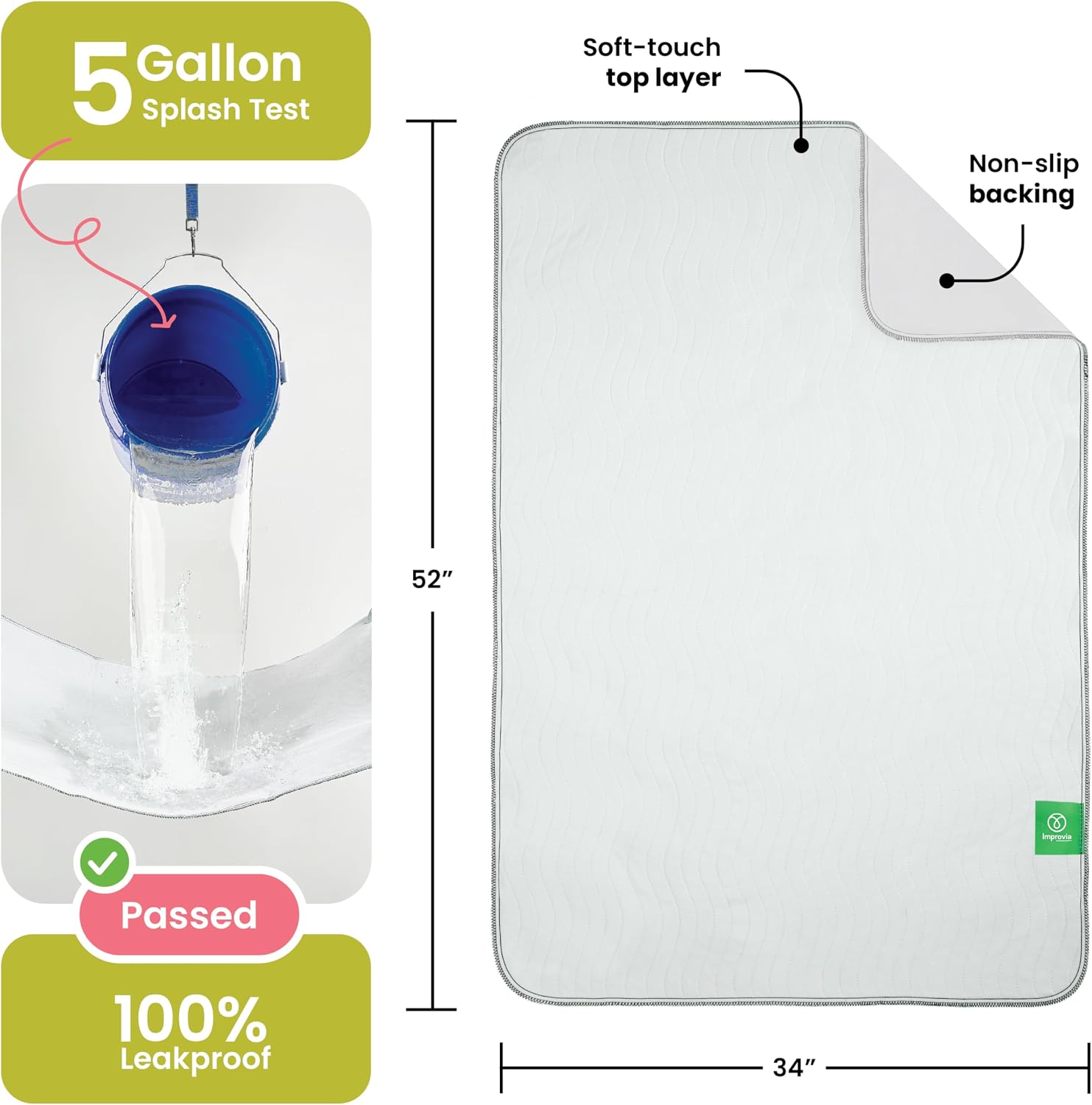 IMPROVIA® Washable Underpads, Heavy Absorbency Reusable Incontinence Pads