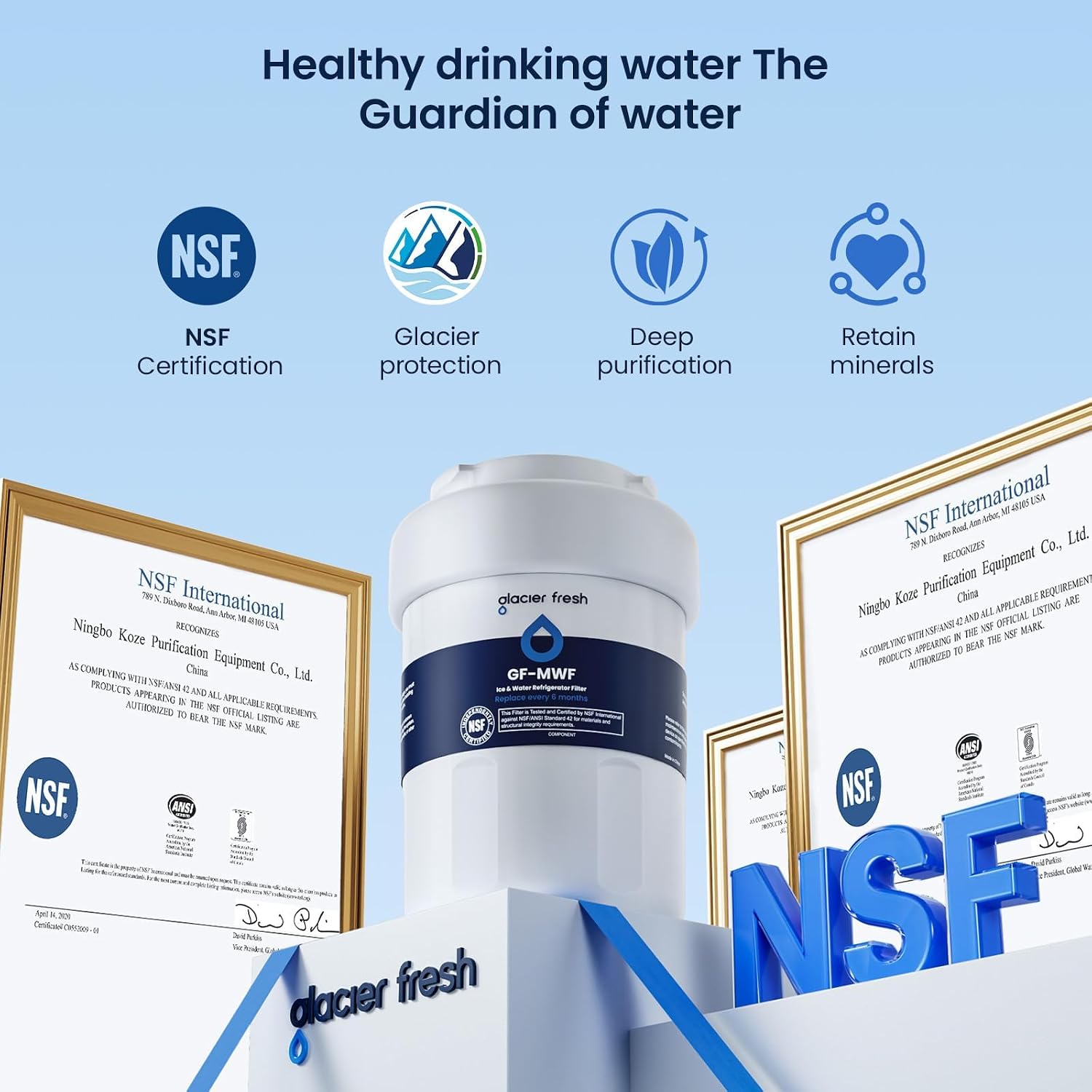 GLACIER FRESH MWF Refrigerator Water Filter Compatible with GE, 1-Pack