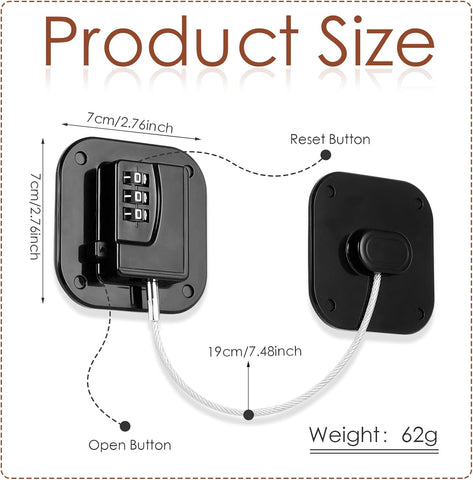 Refrigerator Lock, Combination Lock for Refrigerator Cabinets, Drawers, Heavy Duty Fridge Lock, Easy Install No Keys Needed, Black (Black-6Pack)
