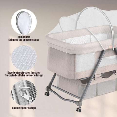 DUOMI Bassinet Cover for Cats with Two-Way Zipper,Portable Bassinet Mosquito Net Cover,Mosquito Net to Keep Pets Out(White)