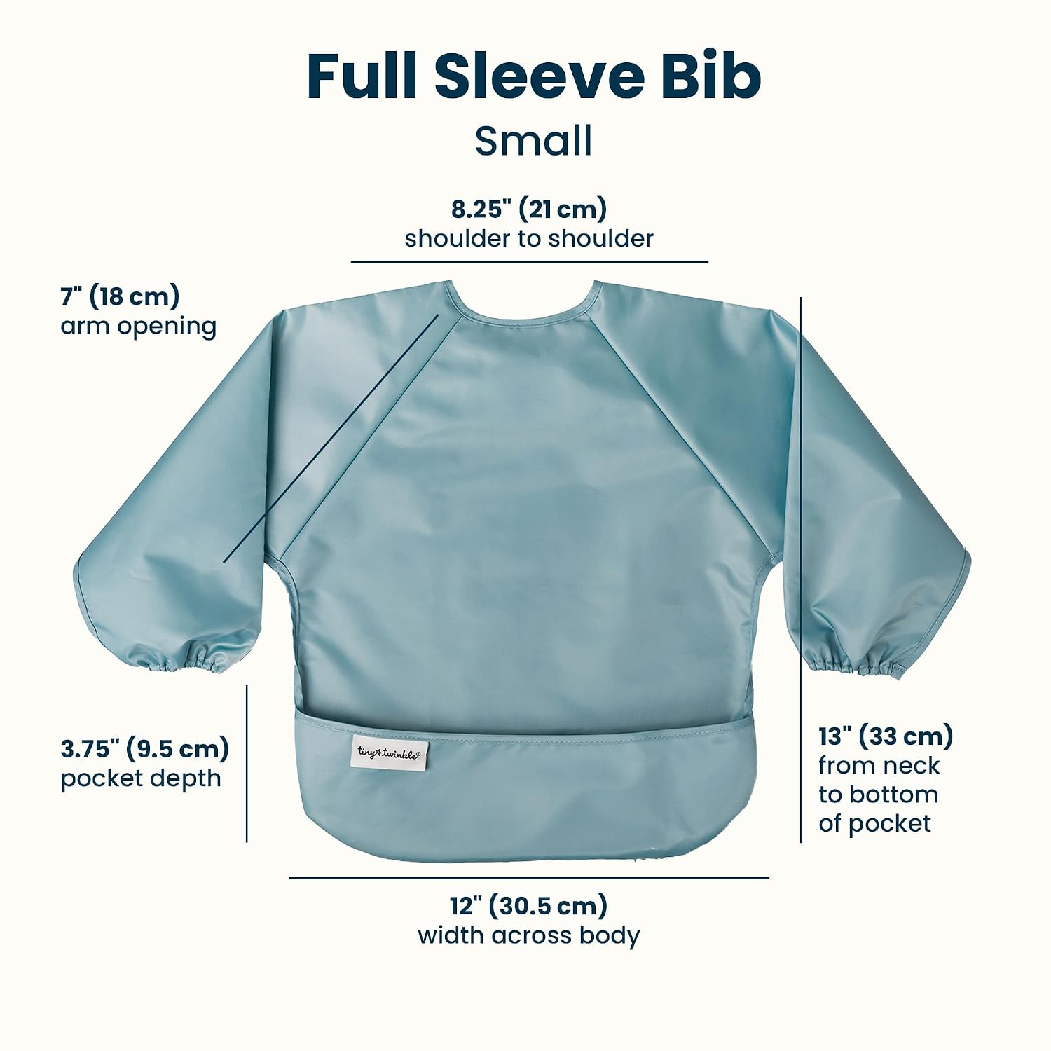 Tiny Twinkle Long Sleeve Bib for Babies & Toddlers | 2-Pack Waterproof Smock Bib for Eating | Machine Washable & Mess-Proof Feeding Essentials | Newborn Shower Gift (Slate Olive,6–24M)