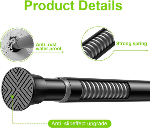 Small Tension Rod 16-38inch Black Tension Curtain Rod no Drilling