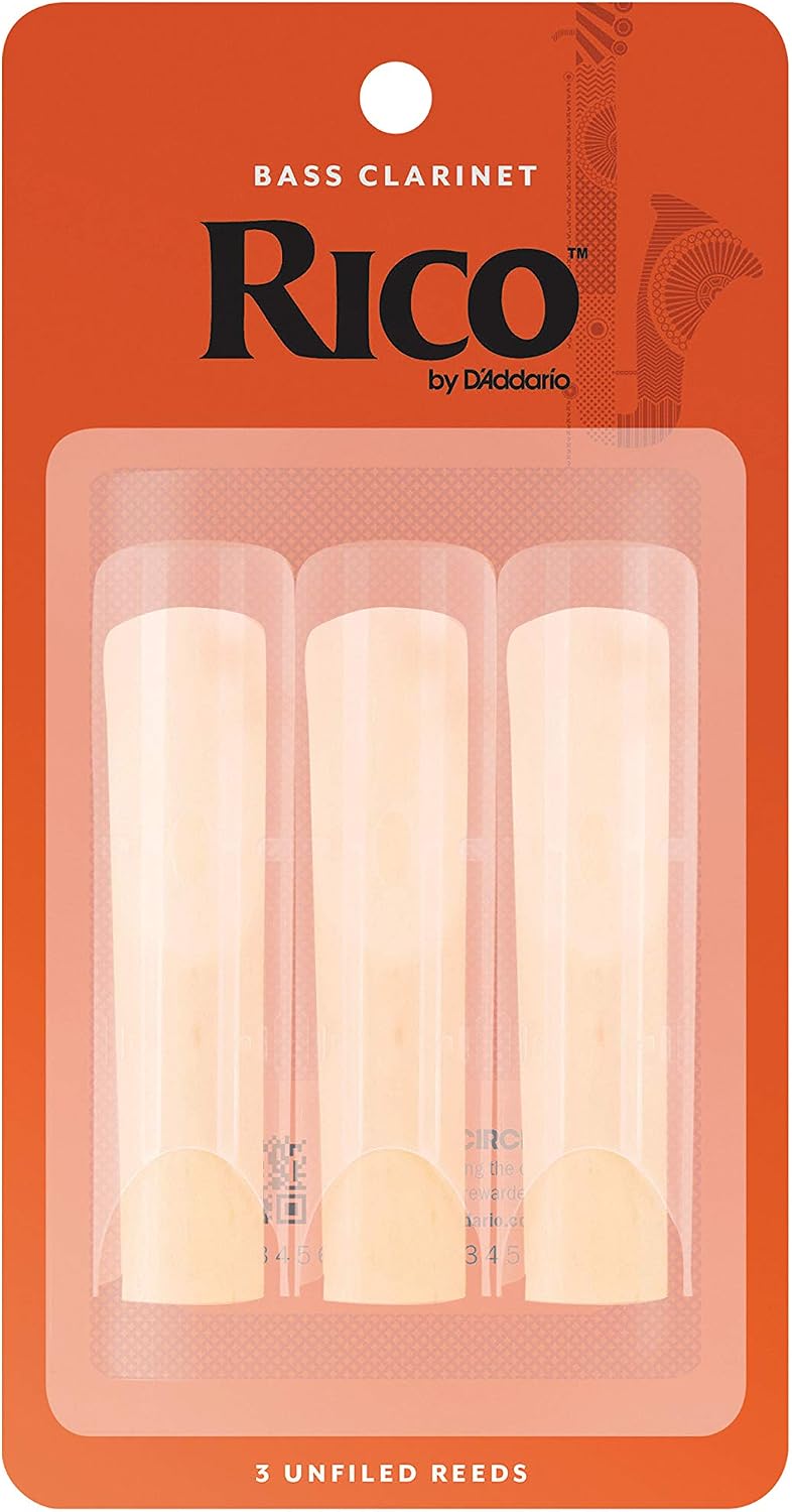 D’Addario Woodwinds - Rico Bass Clarinet Reeds - REA0315 - Strength 1.5, 3-Pack