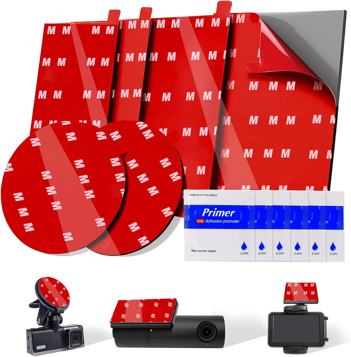 6 Pcs Dash Cam Adhesive Pads, Double Sided Adhesive Pads for Car Dashboard,Very High Bond Heat Resistant Tape for Windshield,Heavy Duty Sticky Pads for Car Phone Holder and Dash Cam