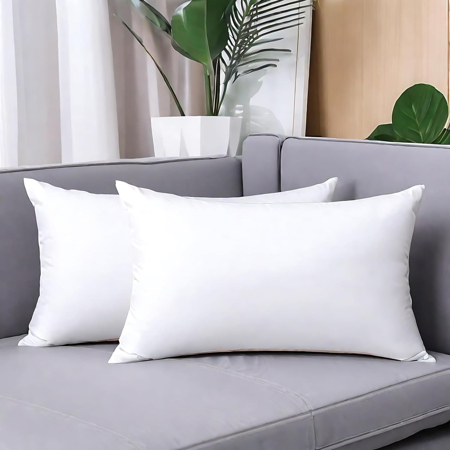 JIEITIVE Throw Pillow Inserts Hypoallergenic Premium Pillow Stuffer Rectangle Lumbar Pillow for Decorative Pillow Covers Cushion Set of 1-12 x 20 Inches
