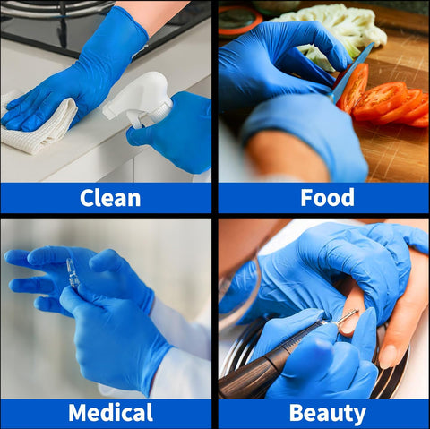 Supmedic Nitrile+ Disposable Gloves, 5 Mil Latex & Powder-Free Glove 100 Ct