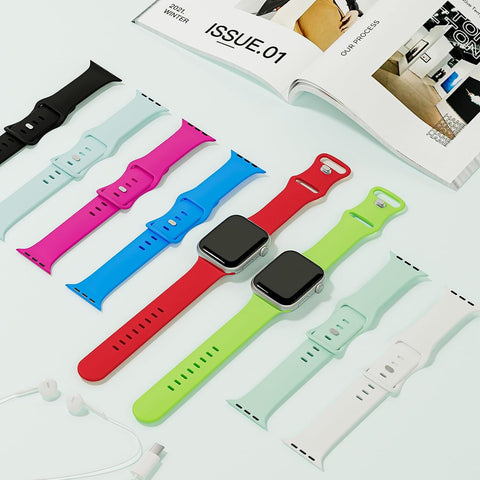 Sport Band Compatible with Apple Watch Bands 40mm 38mm 41mm 42mm 44mm 45mm 49mm for Women Men,Soft Silicone Waterproof Replacement Strap for Apple Watch Series 11 10 9 8 7 6 5 4 Ultra 3 2 1 SE