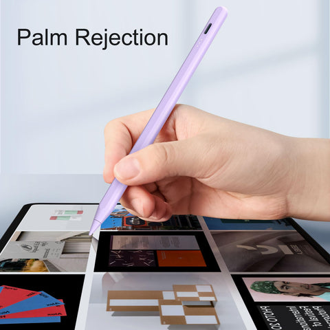 Stylus Pen for iPad, 13 mins Fast Charge for Apple iPad Pencil with Palm Rejection, Compatible with 2018-2024 iPad Air 3/4/5/6, iPad Mini 5/6, iPad 6/7/8/9/10, iPad Pro 11"/12.9"/13" (Purple)