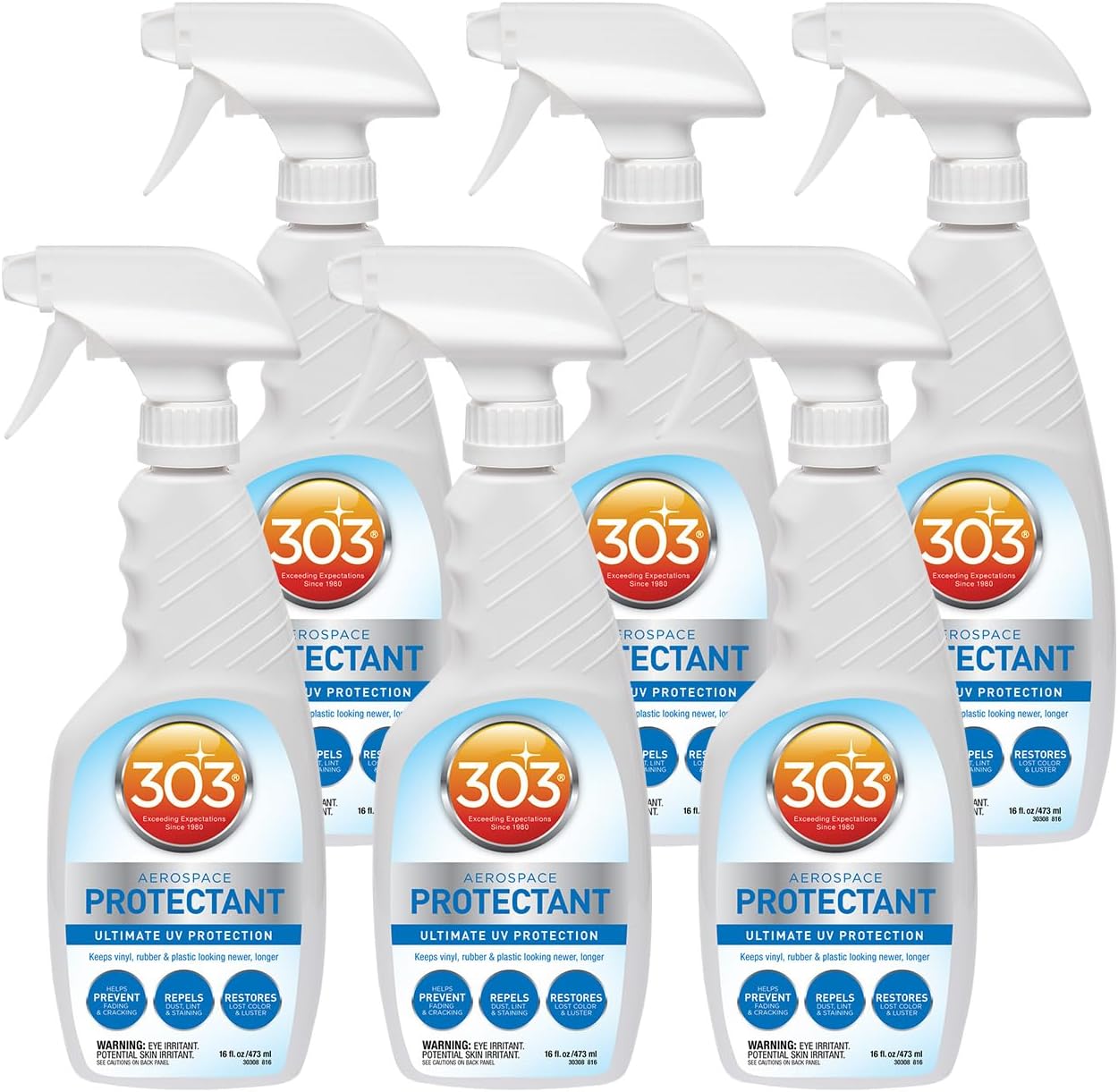 303 (30307-12PK) UV Protectant Spray for Vinyl, Plastic, Rubber, Fiberglass, Leather & More – Dust and Dirt Repellant - Non-Toxic, Matte Finish, 10 Fl. oz., (Pack of 12)