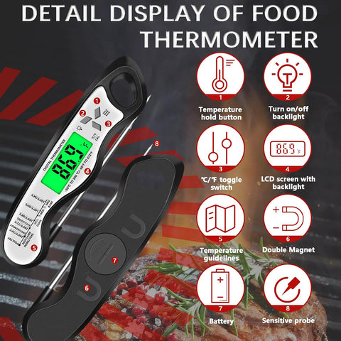 Cooking Thermometer，IP67 Waterproof Meat Thermometer Digital