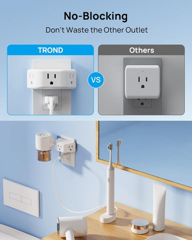 TROND Multi Plug Outlet Extender 2 Pack, Outlet Splitter for Bathroom