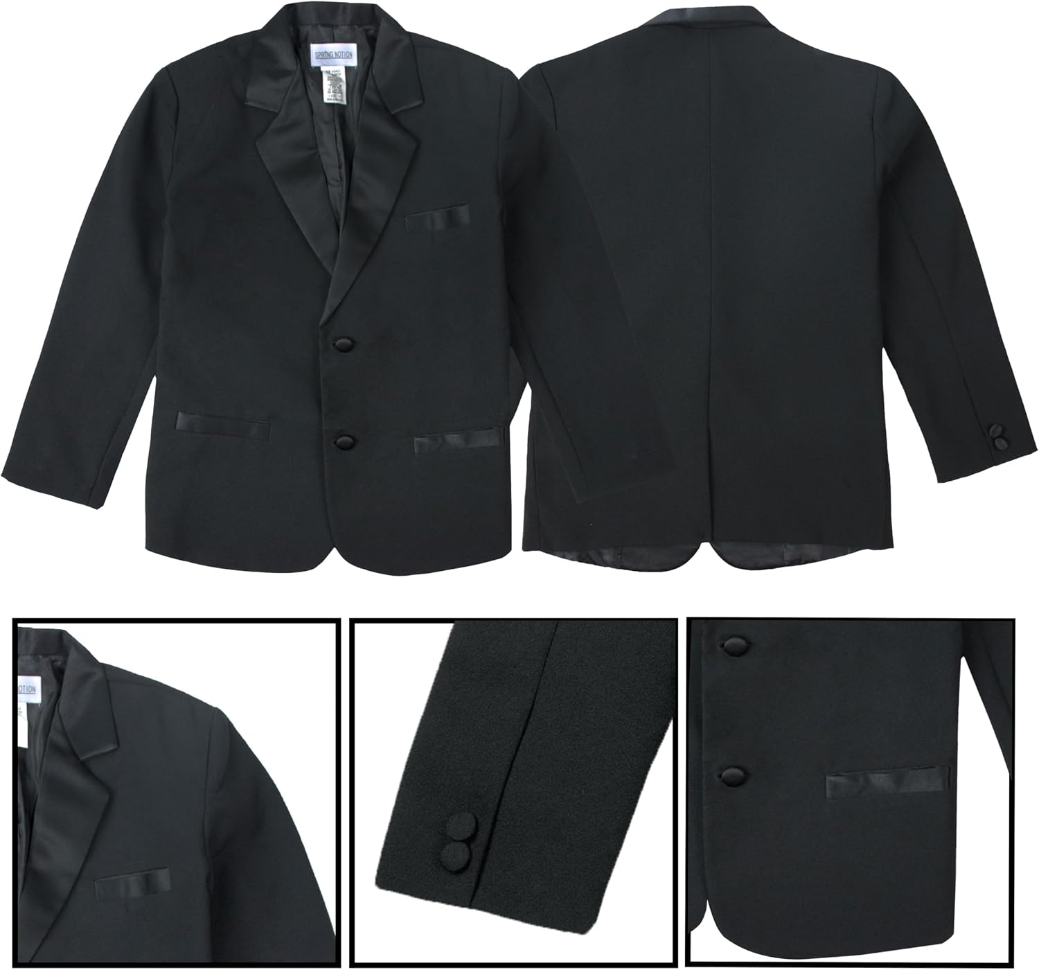 Spring Notion Boys' Classic Fit Tuxedo Suit Set, No Tail