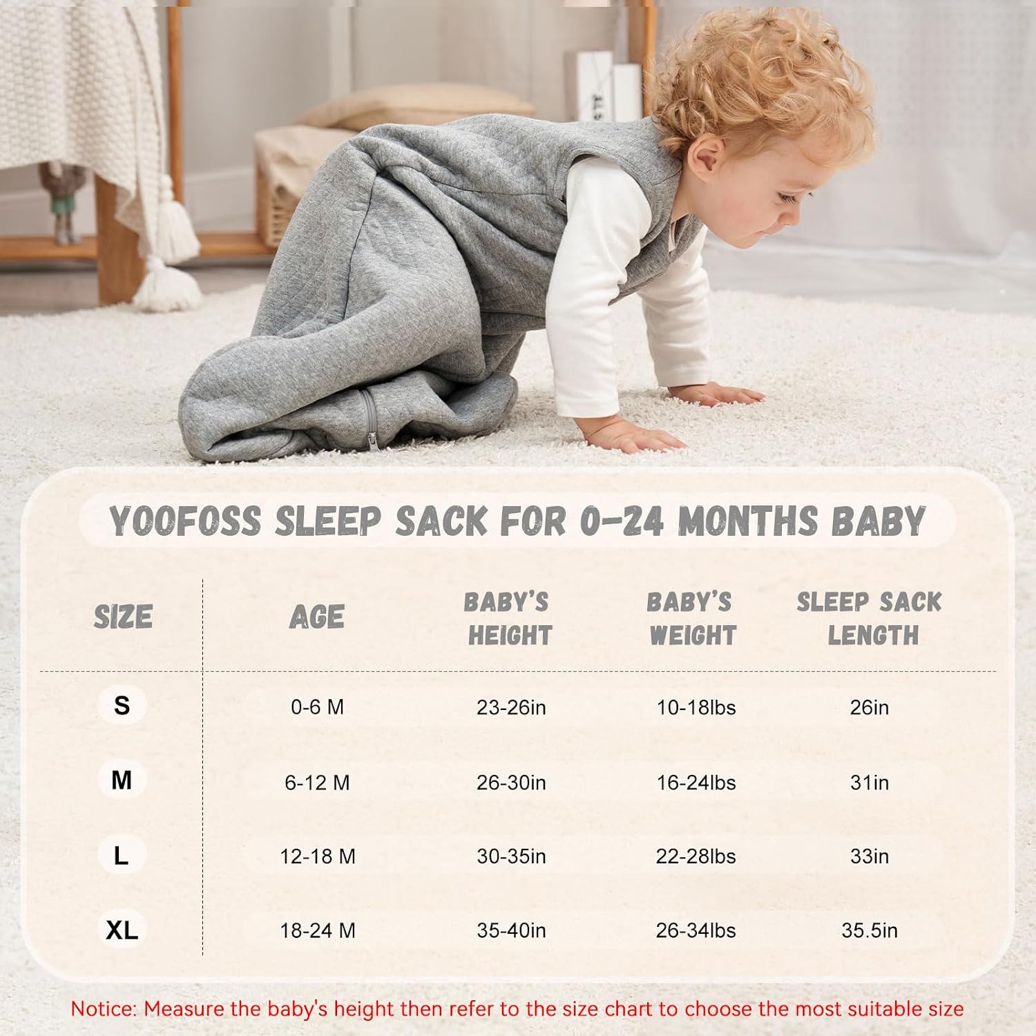 Yoofoss Baby Sleep Sack 12-18 Months TOG 2.5 Winter Baby Wearable Blanket