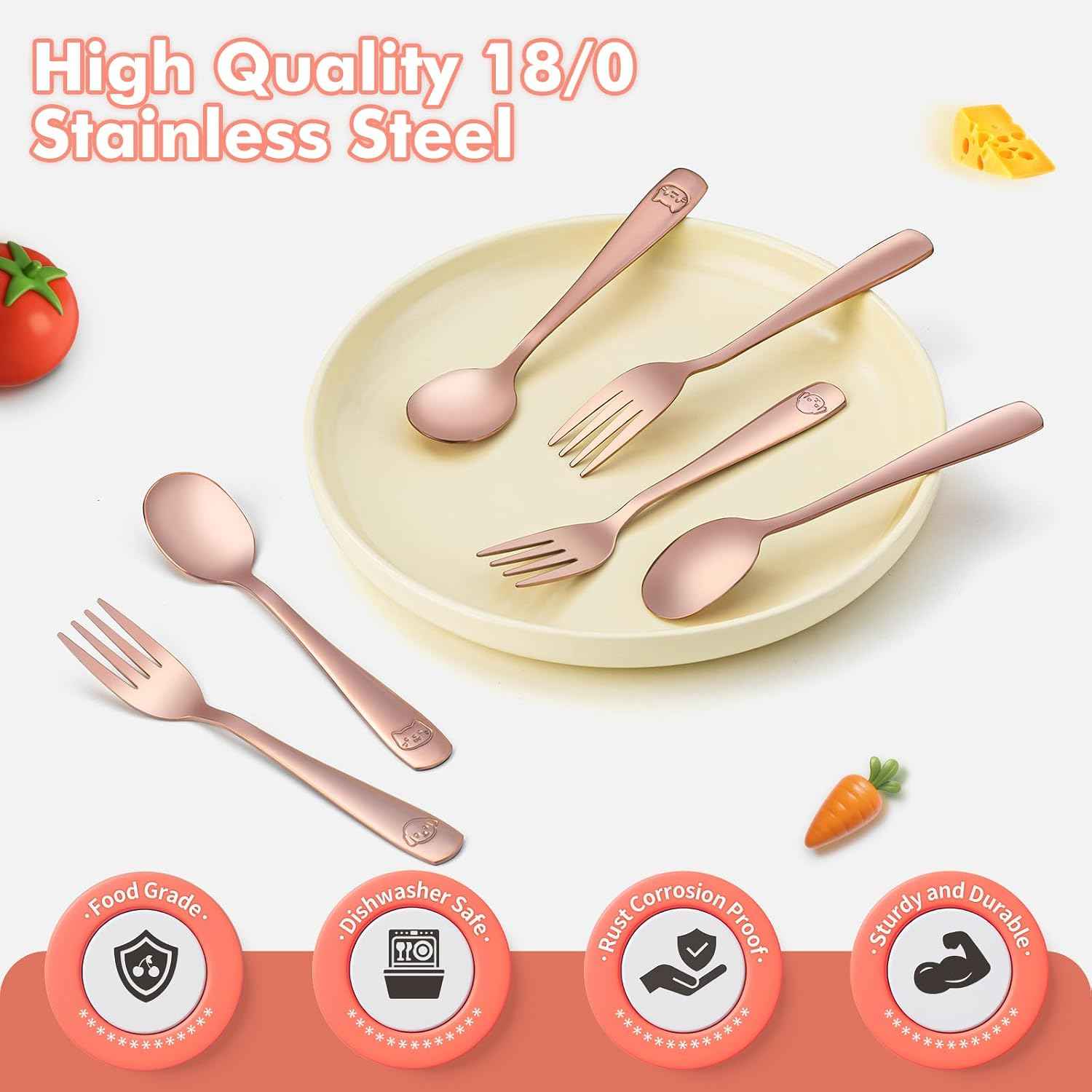 DRKIO 12Pcs Stainless Steel Toddler Utensils Small Metal Kids Silverware