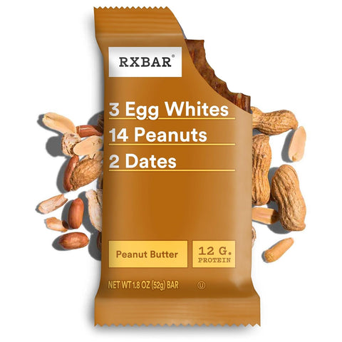 RXBAR Protein Bars, 12g Protein, Gluten Free Snacks, Peanut Butter (6 Boxes, 30 Bars)