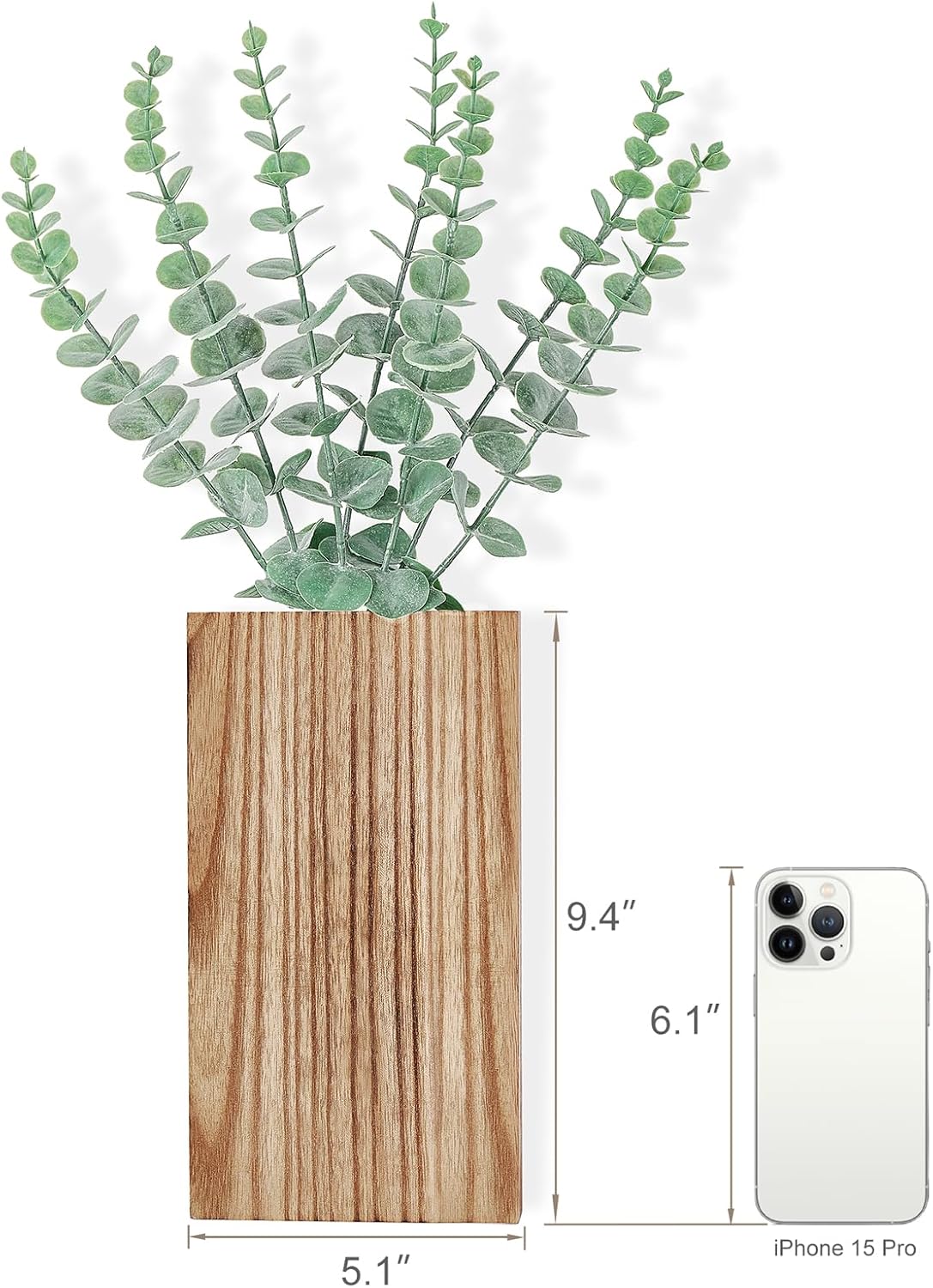 Dahey 2 Pack Wall Planter Vase with Fake Eucalyptus Plants for Wall Decor
