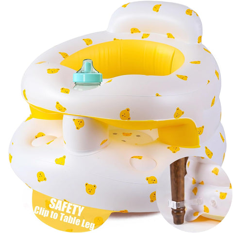 Upgraded Inflatable Baby Seat for 3-36 Months, Baby Chair Sit Me Up Floor Seat – Clip to Table Leg. No Tipping. + Front Guard Anti-Tip, Back Support for Infants Learning to Sit Up + Built-in Air Pump