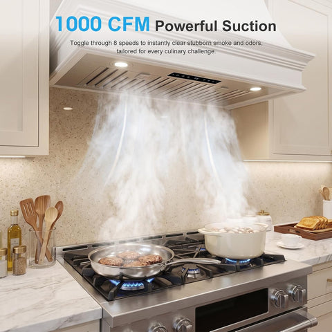 30 Inch Built-in Range Hood Insert 1000 CFM, Smart Gesture Control