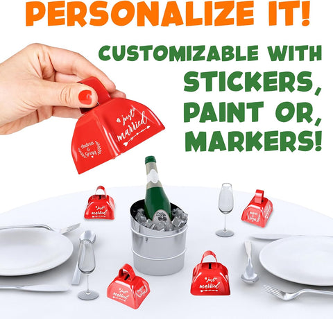 3 Inch Red Metal Cowbells (12-Pack) Loud Cheering Noise Makers
