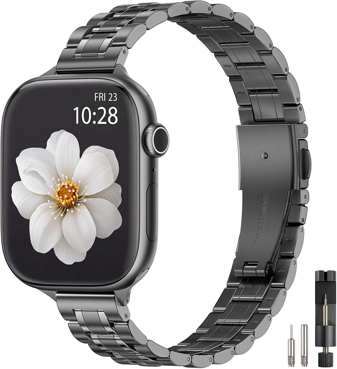 STIROLL Thin Metal Band Compatible with Apple Watch Bands for Women, Slim