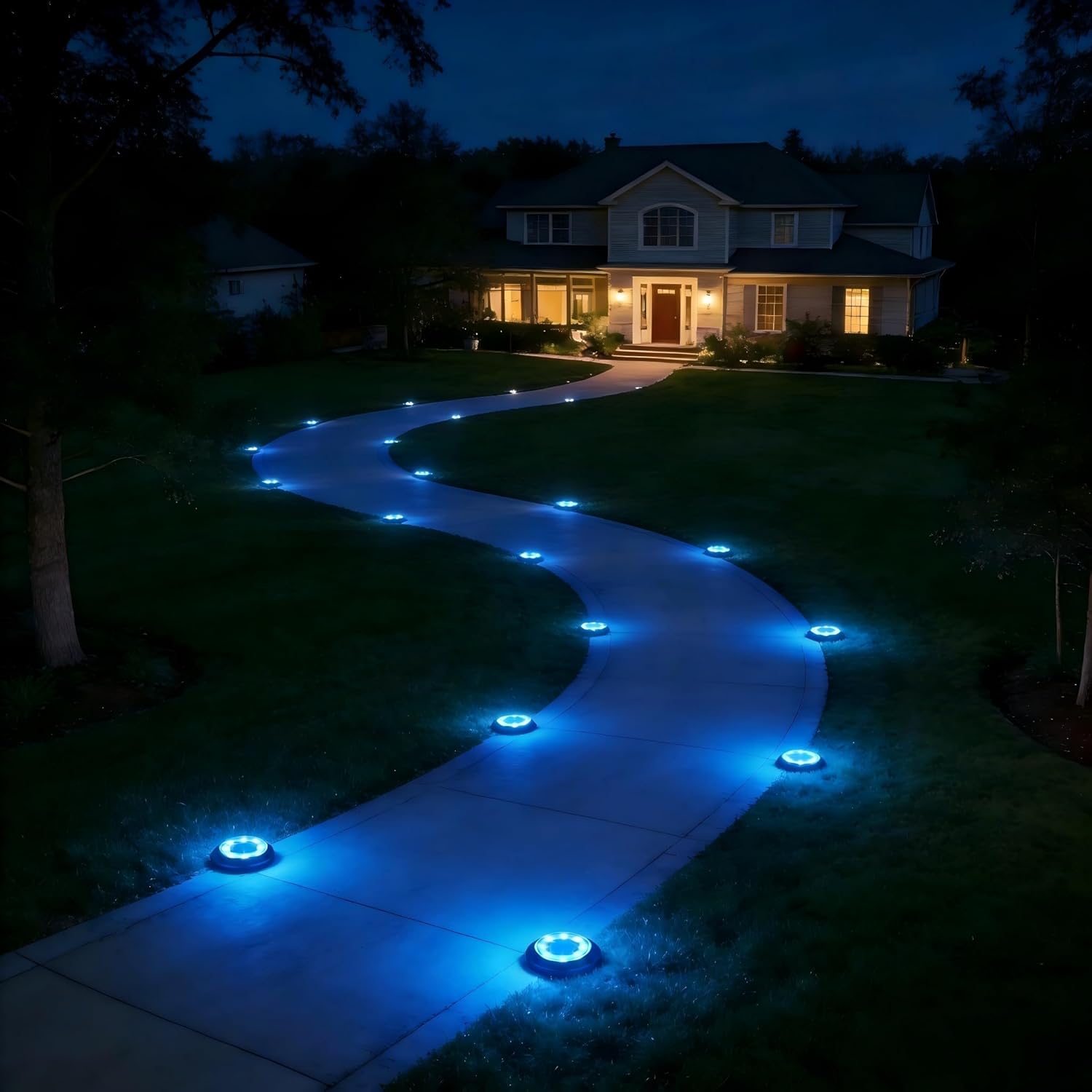 Flacchi Solar Lights Outdoor Waterproof，Blue 12 Pack 2-in-1 Ground Lights